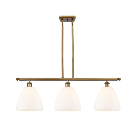 A large image of the Innovations Lighting 516-3I-13-36 Bristol Linear Brushed Brass / Matte White