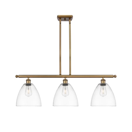 A large image of the Innovations Lighting 516-3I-13-36 Bristol Linear Brushed Brass / Clear