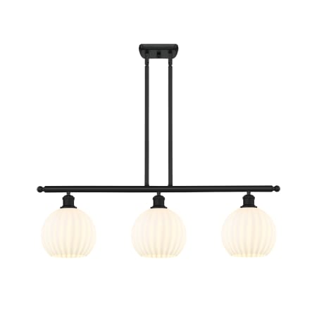 A large image of the Innovations Lighting 516-3I-11-36-White Venetian-Indoor Pendant Matte Black / White Venetian