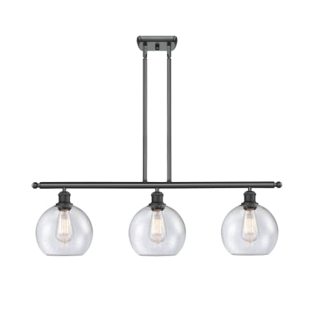 A large image of the Innovations Lighting 516-3I-11-36 Athens Linear Matte Black / Seedy
