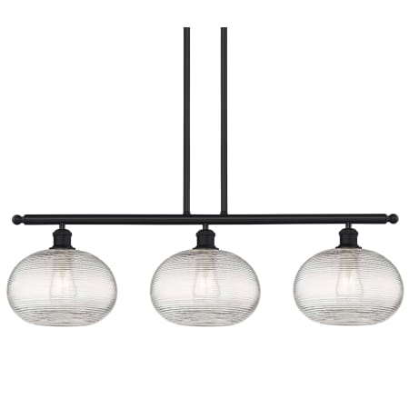 A large image of the Innovations Lighting 516-3I-10-37 Ithaca Pendant Matte Black / Clear Ithaca