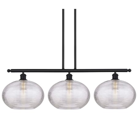 A large image of the Innovations Lighting 516-3I-12-39 Ithaca Pendant Matte Black / Clear Ithaca