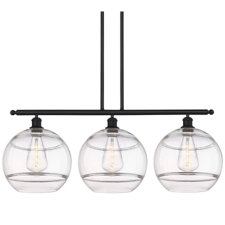 A large image of the Innovations Lighting 516-3I-14-39 Rochester Pendant Matte Black / Clear