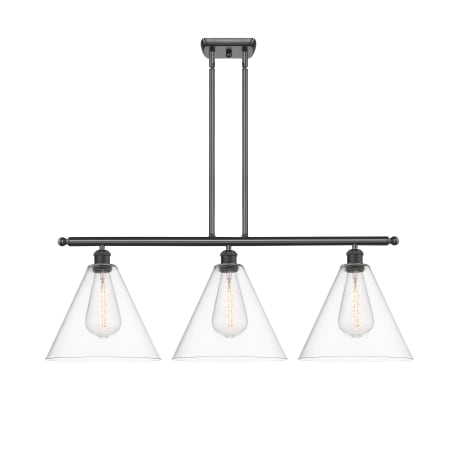 A large image of the Innovations Lighting 516-3I-14-39 Berkshire Linear Matte Black / Clear