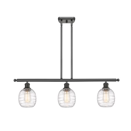 A large image of the Innovations Lighting 516-3I-10-36 Belfast Linear Oil Rubbed Bronze / Deco Swirl