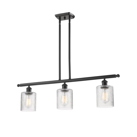 A large image of the Innovations Lighting 516-3I Cobbleskill Oiled Rubbed Bronze / Clear Ripple