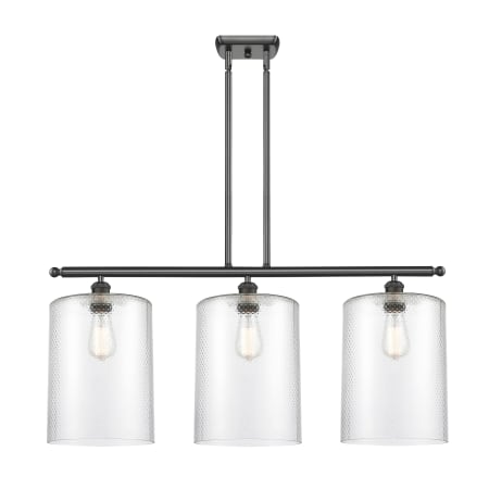 A large image of the Innovations Lighting 516-3I-10-36-L Cobbleskill Linear Oil Rubbed Bronze / Clear