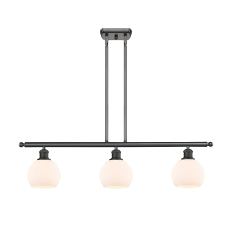 A large image of the Innovations Lighting 516-3I-9-36 Athens Linear Oil Rubbed Bronze / Matte White