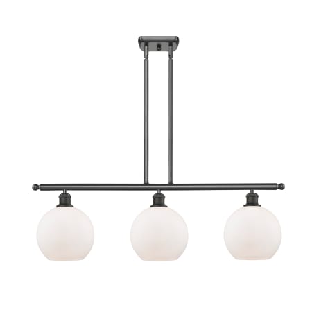 A large image of the Innovations Lighting 516-3I-11-36 Athens Linear Oil Rubbed Bronze / Matte White