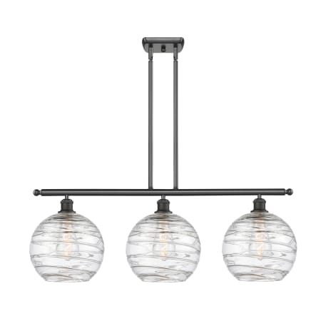 A large image of the Innovations Lighting 516-3I-13-37 Athens Linear Oil Rubbed Bronze / Clear Deco Swirl