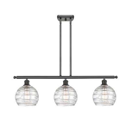A large image of the Innovations Lighting 516-3I-11-36 Athens Linear Clear Deco Swirl / Oil Rubbed Bronze