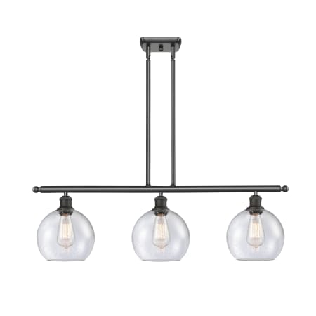 A large image of the Innovations Lighting 516-3I-11-36 Athens Linear Oil Rubbed Bronze / Seedy