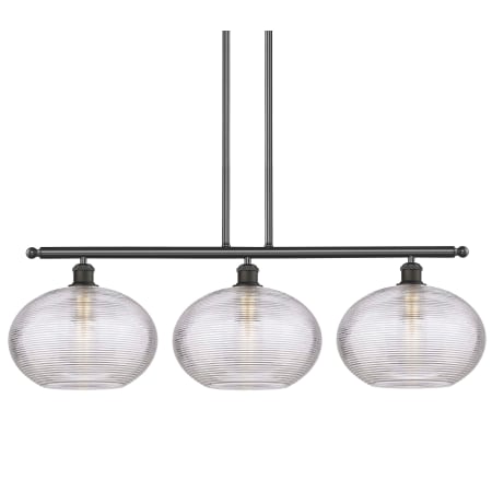 A large image of the Innovations Lighting 516-3I-12-39 Ithaca Pendant Oil Rubbed Bronze / Clear Ithaca