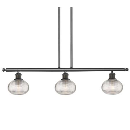 A large image of the Innovations Lighting 516-3I-8-36 Ithaca Pendant Oil Rubbed Bronze / Clear Ithaca