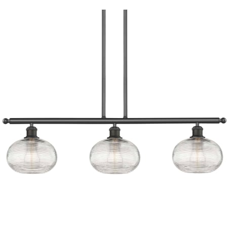 A large image of the Innovations Lighting 516-3I-9-36 Ithaca Pendant Oil Rubbed Bronze / Clear Ithaca