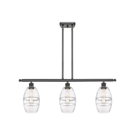 A large image of the Innovations Lighting 516-3I-9-36 Vaz Linear Oil Rubbed Bronze / Clear