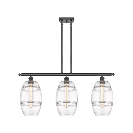 A large image of the Innovations Lighting 516-3I-10-36 Vaz Linear Oil Rubbed Bronze / Clear