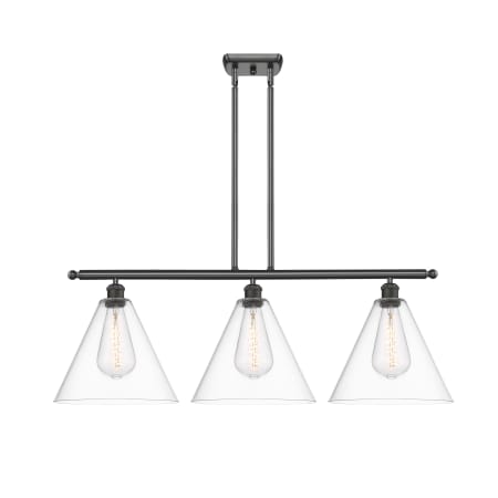 A large image of the Innovations Lighting 516-3I-14-39 Berkshire Linear Oil Rubbed Bronze / Clear