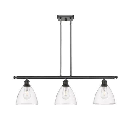A large image of the Innovations Lighting 516-3I-11-36 Bristol Linear Oil Rubbed Bronze / Clear