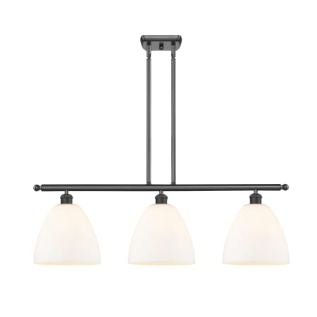 A large image of the Innovations Lighting 516-3I-13-36 Bristol Linear Oil Rubbed Bronze / Matte White