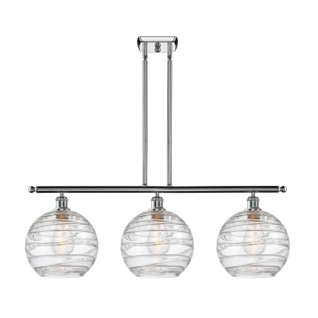 A large image of the Innovations Lighting 516-3I-13-37 Athens Linear Polished Chrome / Clear Deco Swirl