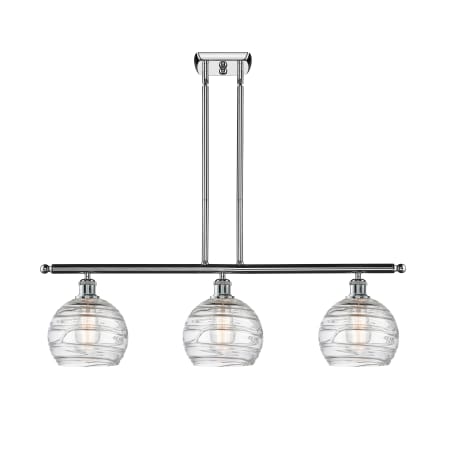 A large image of the Innovations Lighting 516-3I-11-36 Athens Linear Clear Deco Swirl / Polished Chrome