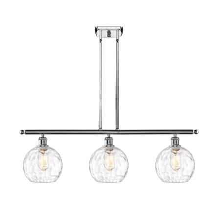 A large image of the Innovations Lighting 516-3I-11-36 Athens Linear Polished Chrome / Clear Water Glass