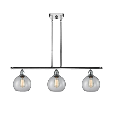 A large image of the Innovations Lighting 516-3I-11-36 Athens Linear Polished Chrome / Clear