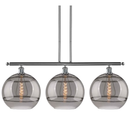 A large image of the Innovations Lighting 516-3I-14-39 Rochester Pendant Polished Chrome / Light Smoke