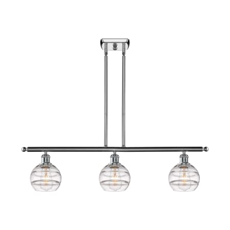 A large image of the Innovations Lighting 516-3I-8-36 Rochester Linear Polished Chrome / Clear