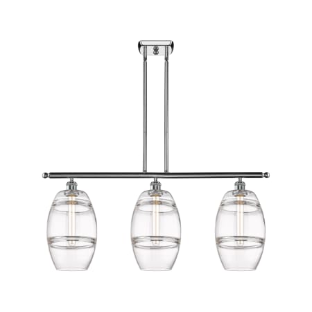 A large image of the Innovations Lighting 516-3I-10-36 Vaz Linear Polished Chrome / Clear