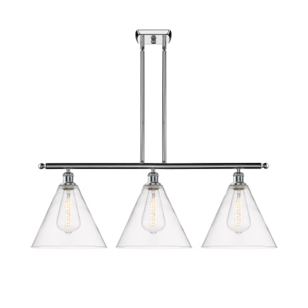 A large image of the Innovations Lighting 516-3I-14-39 Berkshire Linear Polished Chrome / Clear