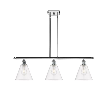 A large image of the Innovations Lighting 516-3I-11-36 Berkshire Linear Polished Chrome / Clear