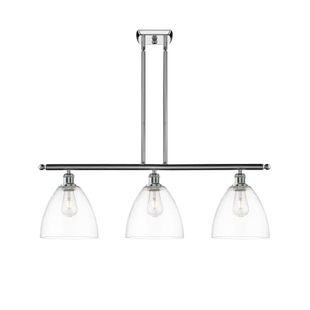 A large image of the Innovations Lighting 516-3I-13-36 Bristol Linear Polished Chrome / Clear