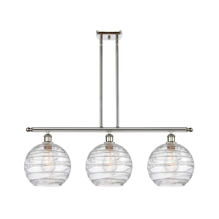 A large image of the Innovations Lighting 516-3I-13-37 Athens Linear Polished Nickel / Clear Deco Swirl