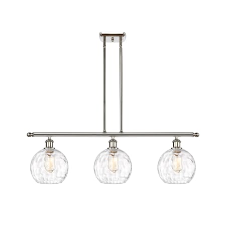 A large image of the Innovations Lighting 516-3I-11-36 Athens Linear Polished Nickel / Clear Water Glass