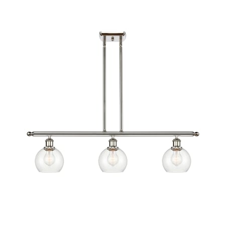 A large image of the Innovations Lighting 516-3I-9-36 Athens Linear Polished Nickel / Clear