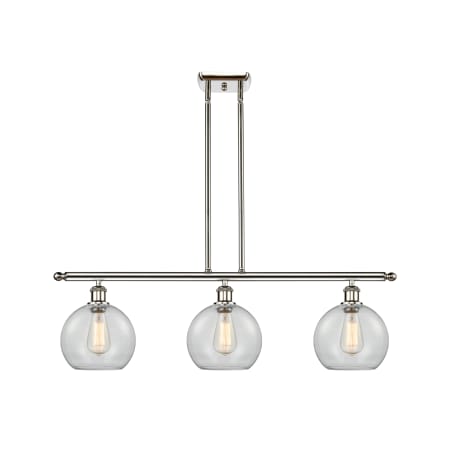 A large image of the Innovations Lighting 516-3I-11-36 Athens Linear Polished Nickel / Clear