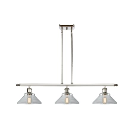 A large image of the Innovations Lighting 516-3I Orwell Polished Nickel / Clear