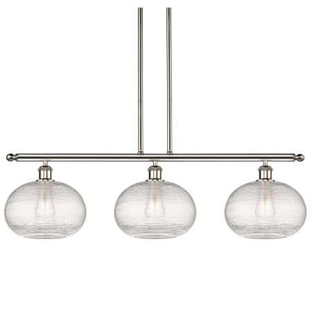 A large image of the Innovations Lighting 516-3I-10-37 Ithaca Pendant Polished Nickel / Clear Ithaca