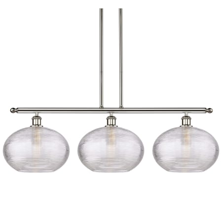 A large image of the Innovations Lighting 516-3I-12-39 Ithaca Pendant Polished Nickel / Clear Ithaca