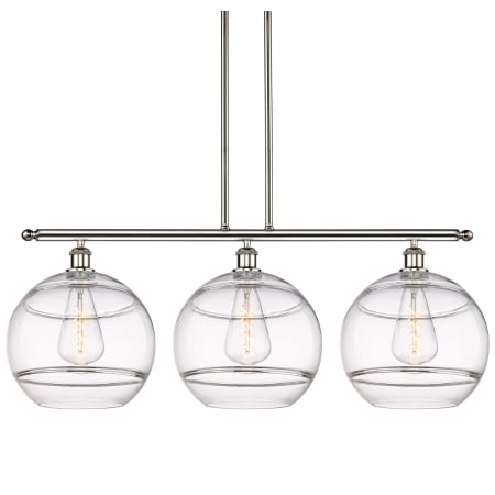 A large image of the Innovations Lighting 516-3I-14-39 Rochester Pendant Polished Nickel / Clear