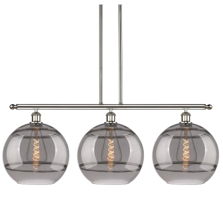 A large image of the Innovations Lighting 516-3I-14-39 Rochester Pendant Polished Nickel / Light Smoke