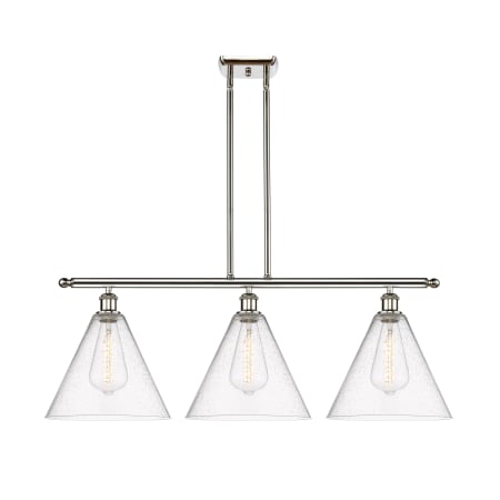 A large image of the Innovations Lighting 516-3I-15-39 Berkshire Linear Polished Nickel / Seedy