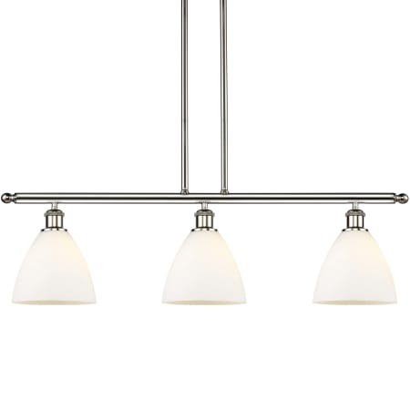 A large image of the Innovations Lighting 516-3I-11-36 Bristol Linear Polished Nickel / Matte White