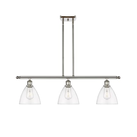 A large image of the Innovations Lighting 516-3I-11-36 Bristol Linear Polished Nickel / Clear