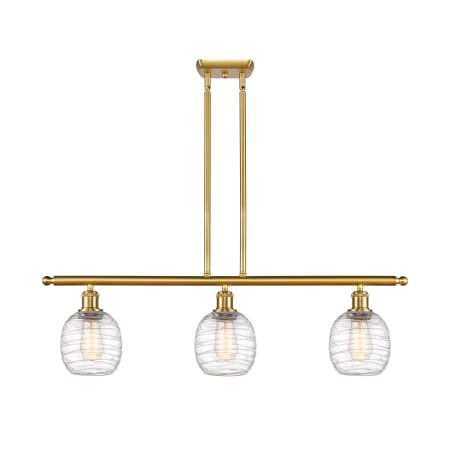 A large image of the Innovations Lighting 516-3I-10-36 Belfast Linear Satin Gold / Deco Swirl