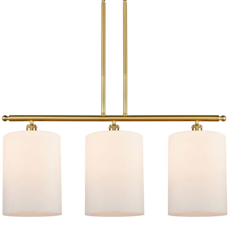 A large image of the Innovations Lighting 516-3I-10-36-L Cobbleskill Linear Satin Gold / Matte White
