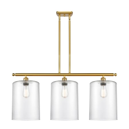 A large image of the Innovations Lighting 516-3I-10-36-L Cobbleskill Linear Satin Gold / Clear