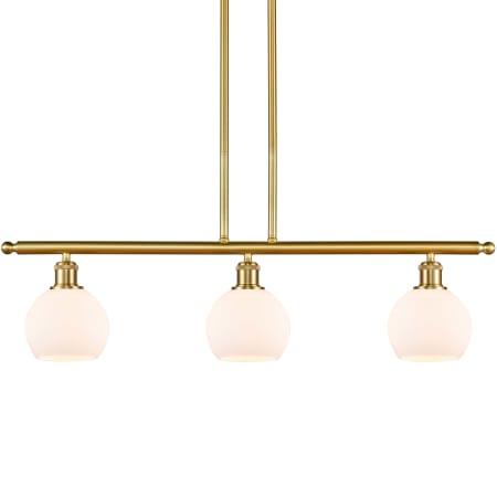 A large image of the Innovations Lighting 516-3I-10-36 Athens Linear Satin Gold / Matte White